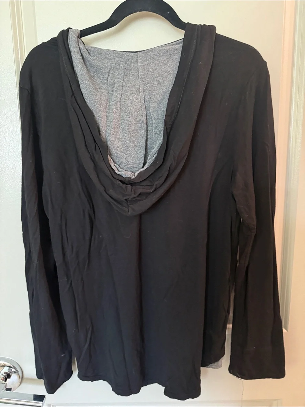 Chaps Black Hooded V-Neck Long Sleeve Pullover L
